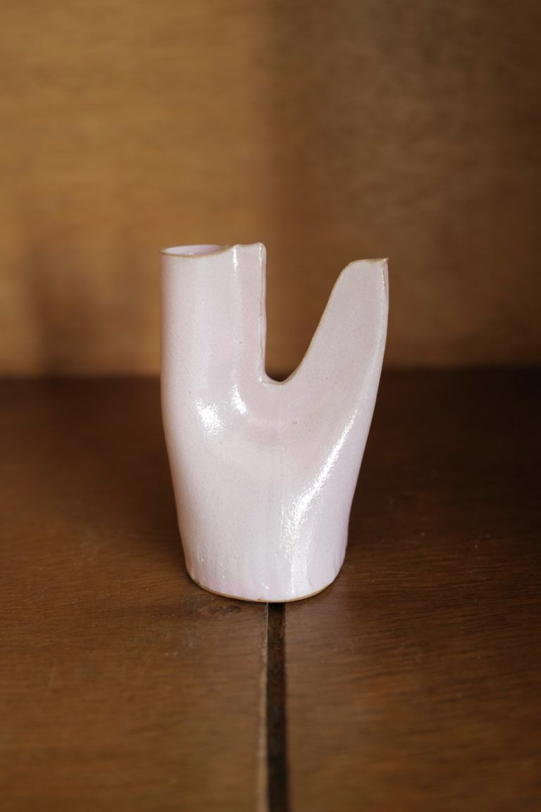 teto ceramics/鳥の一輪刺し（ピンク)